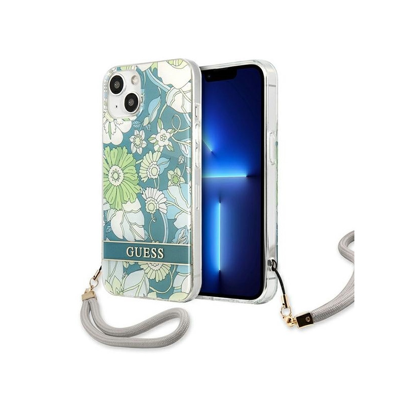 Etui Guess Flower Strap do iPhone 13, zielony/green