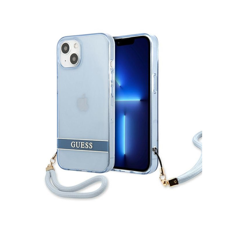 Etui Guess Translucent Strap do iPhone 13, niebieskie