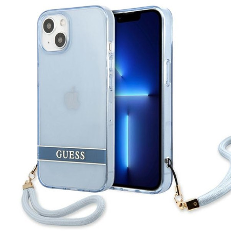 Etui Guess Translucent Strap do iPhone 13, niebieskie