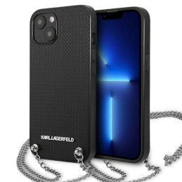 Etui Karl Lagerfeld Leather Textured and Chain do iPhone 13, czarne