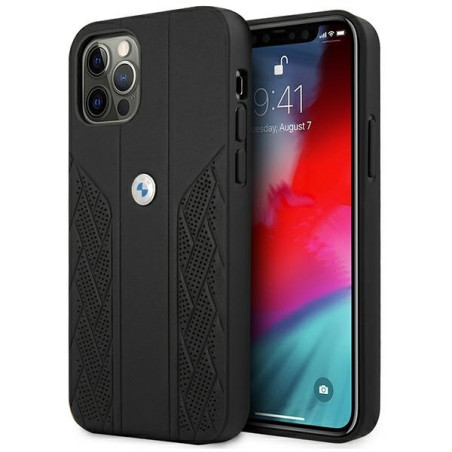 Etui BMW Leather Curve Perforate do iPhone 12 Pro Max, czarne