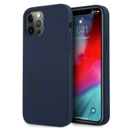Etui Guess Script Vintage do iPhone 12 Pro Max, niebieskie