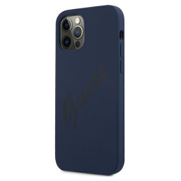 Etui Guess Script Vintage do iPhone 12 Pro Max, niebieskie
