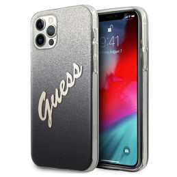 Etui Guess Glitter Gradient Script do iPhone 12 Pro Max, czarne