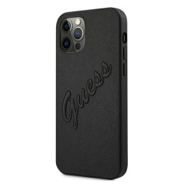 Etui Guess Saffiano Vintage Script do iPhone 12 Pro Max, czarne