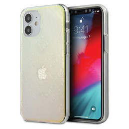 Etui Guess 4G 3D Pattern Collection do iPhone 12 mini, opalowy/iridescent
