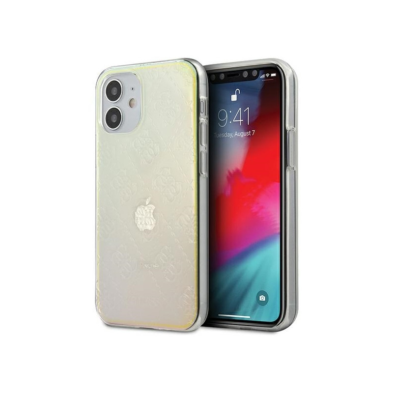 Etui Guess 4G 3D Pattern Collection do iPhone 12 mini, opalowy/iridescent