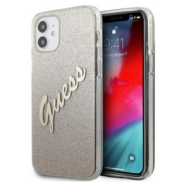 Etui Guess Glitter Gradient Script do iPhone 12 mini, złote