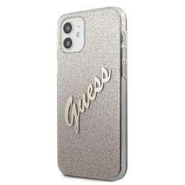 Etui Guess Glitter Gradient Script do iPhone 12 mini, złote
