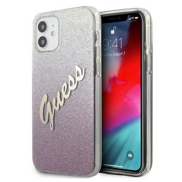 Etui Guess Glitter Gradient Script do iPhone 12 mini, różowy/pink