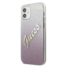Etui Guess Glitter Gradient Script do iPhone 12 mini, różowy/pink