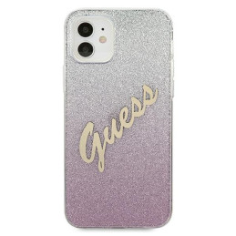 Etui Guess Glitter Gradient Script do iPhone 12 mini, różowy/pink