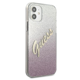 Etui Guess Glitter Gradient Script do iPhone 12 mini, różowy/pink