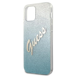 Etui Guess Glitter Gradient Script do iPhone 12 mini, niebieskie