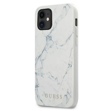 Etui Guess Marble Collection do iPhone 12 mini, biały/white