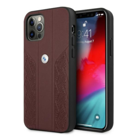 Etui BMW Leather Curve Perforate do iPhone 12/12 Pro, czerwone