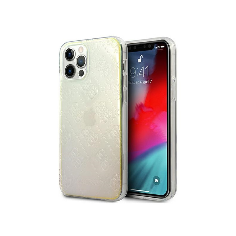 Etui Guess 4G 3D Pattern Collection do iPhone 12/12 Pro, opalowe