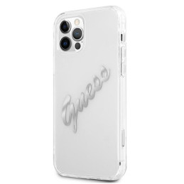 Etui Guess Vintage Script Silver do iPhone 12/12 Pro, Transparent