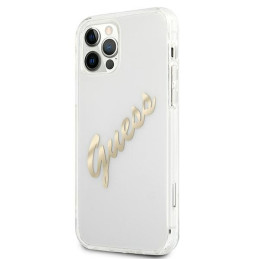 Etui Guess Vintage Script Gold do iPhone 12/12 Pro, Transparent