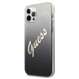 Etui Guess Glitter Gradient Script do iPhone 12/12 Pro, czarne