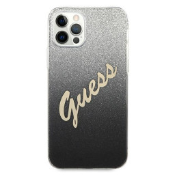 Etui Guess Glitter Gradient Script do iPhone 12/12 Pro, czarne