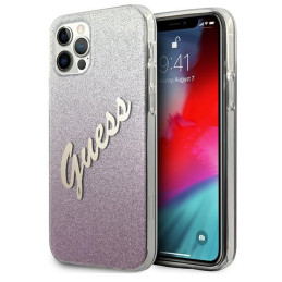 Etui Guess Glitter Gradient Script do iPhone 12/12 Pro, różowy/pink