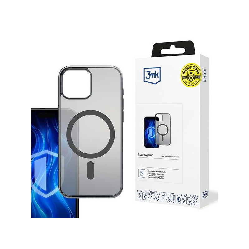 Etui 3mk Frosty MagCase do iPhone 12/12 Pro, półprzezroczyste z czarnym