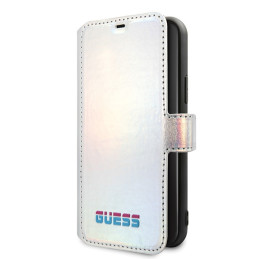 Etui z klapką Guess book Iridescent do iPhone 11 Pro Max, srebrny/silver