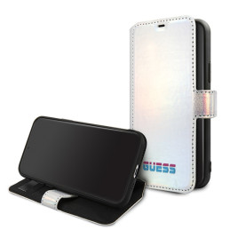 Etui z klapką Guess book Iridescent do iPhone 11 Pro Max, srebrny/silver