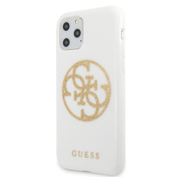 Etui Guess Glitter 4G Circle Logo do iPhone 11 Pro Max, biały/white