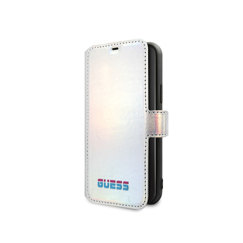 Etui z klapką Guess book Iridescent do iPhone 11 Pro, srebrny/silver