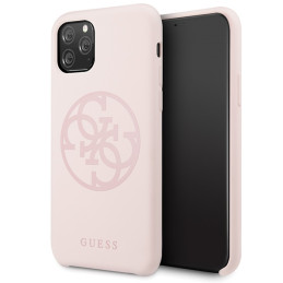 Etui Guess Silicone 4G Tone On Tone do iPhone 11 Pro, light pink/jasnoróżowy