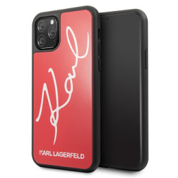 Etui Karl Lagerfeld Signature Glitter do iPhone 11 Pro, czerwone