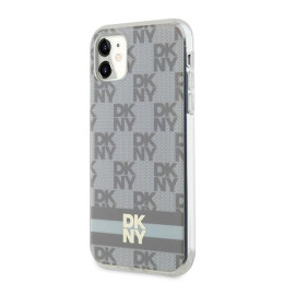 Etui DKNY IML Checkered Mono Pattern & Printed Stripes MagSafe do iPhone 11 / Xr, beżowy/beige
