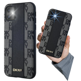 Etui DKNY Checkered Mono Pattern MagSafe do iPhone 11 / Xr, czarne