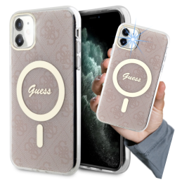 Etui Guess IML 4G MagSafe do iPhone 11, różowy/pink