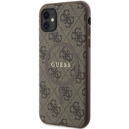 Etui Guess 4G Collection Leather Metal Logo MagSafe do iPhone 11 / Xr, brązowy/brown