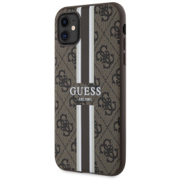 Etui Guess 4G Printed Stripes MagSafe do iPhone 11 / Xr, brązowy/brown