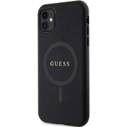 Etui Guess Saffiano MagSafe do iPhone 11 / Xr, czarne