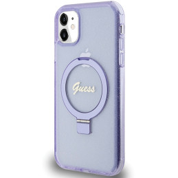 Etui Guess Ring Stand Script Glitter MagSafe do iPhone 11 / Xr,  fioletowy/purple