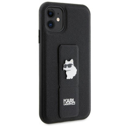 Etui Karl Lagerfeld Gripstand Saffiano Choupette Pins do iPhone 11 / Xr, czarne