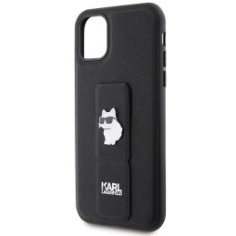 Etui Karl Lagerfeld Gripstand Saffiano Choupette Pins do iPhone 11 / Xr, czarne
