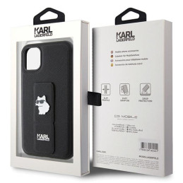 Etui Karl Lagerfeld Gripstand Saffiano Choupette Pins do iPhone 11 / Xr, czarne