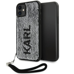 Etui Karl Lagerfeld Sequins Cord do iPhone 11 / Xr, srebrny/silver