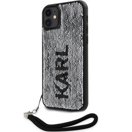 Etui Karl Lagerfeld Sequins Cord do iPhone 11 / Xr, srebrny/silver