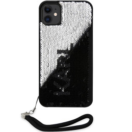 Etui Karl Lagerfeld Sequins Cord do iPhone 11 / Xr, srebrny/silver