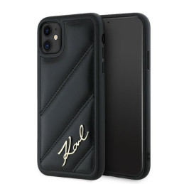 Etui Karl Lagerfeld Diagonal Quilted Script do iPhone 11 / Xr, czarne