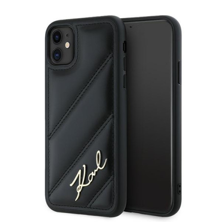Etui Karl Lagerfeld Diagonal Quilted Script do iPhone 11 / Xr, czarne