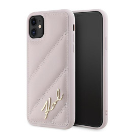 Etui Karl Lagerfeld Diagonal Quilted Script do iPhone 11 / Xr, różowy/pink