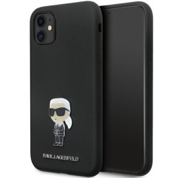 Etui Karl Lagerfeld Silicone Ikonik Metal Pin do iPhone 11 / Xr, czarne